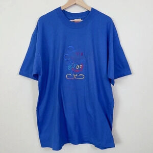 Mickey Inc Royal Blue Embroidered Mickey Mouse  T-shirt